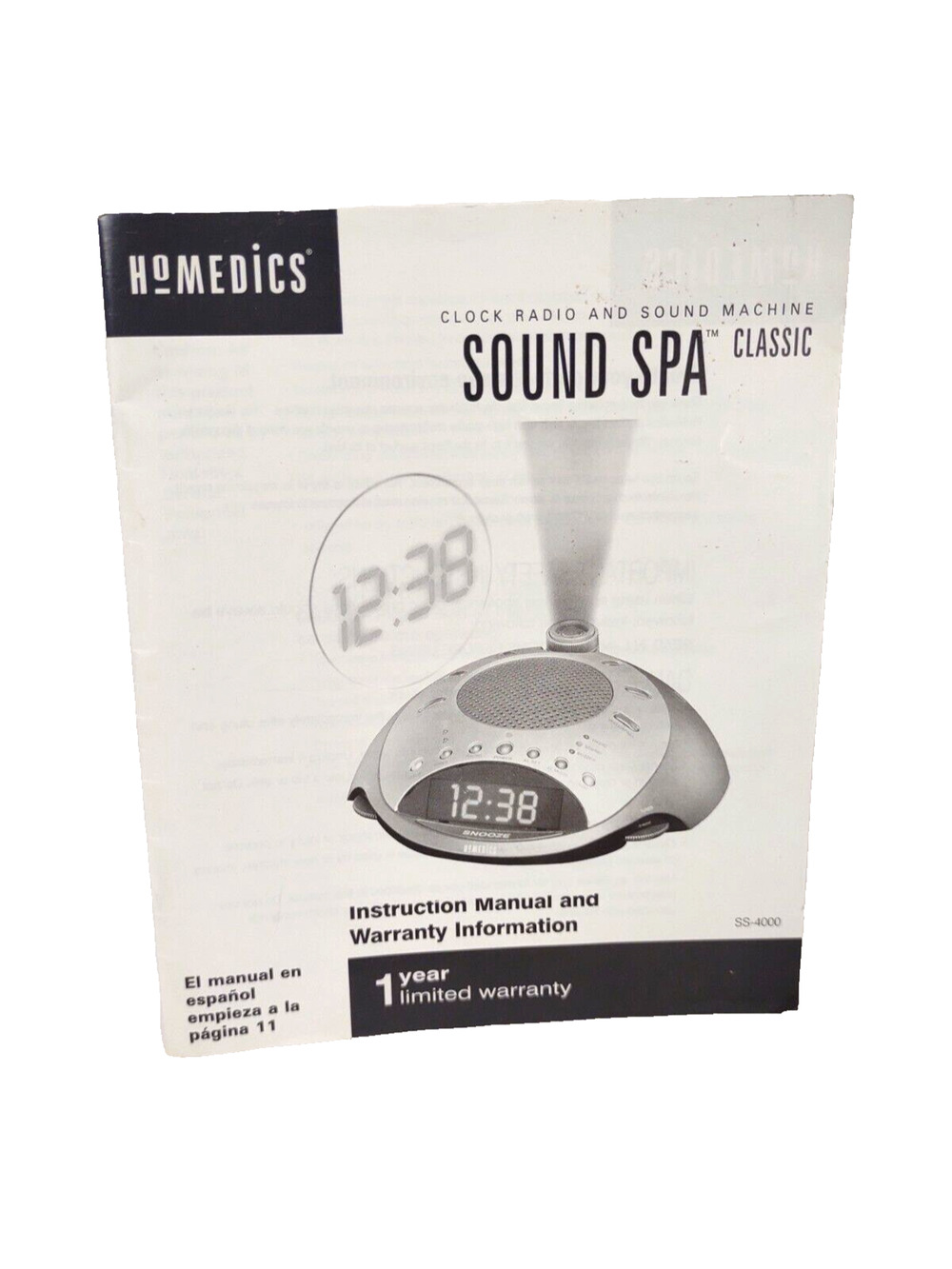 Instruction Manual for HoMedics SS-4000 Sound Spa Clock Radio Sound Machine